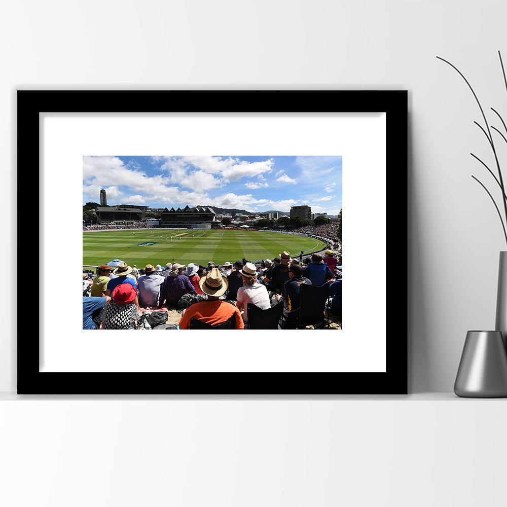 Basin Reserve, Stadium Canvas, Sport Art, Gift for him, White Border Framed Art Print Wall Decor