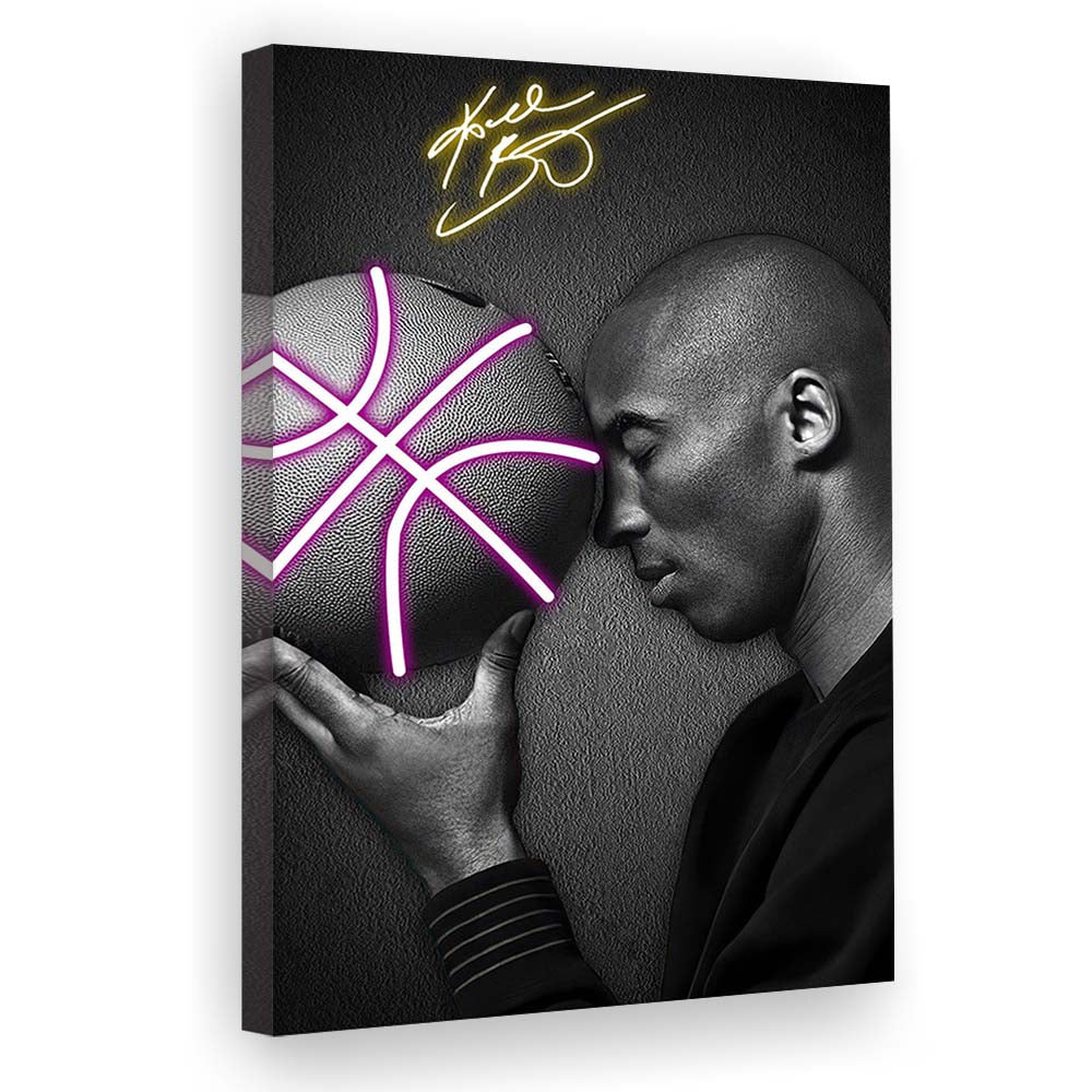 Basketball KB Neon Sign Effect Art V1, Canvas Print, Luxury Wall Art Decor, Modern Art