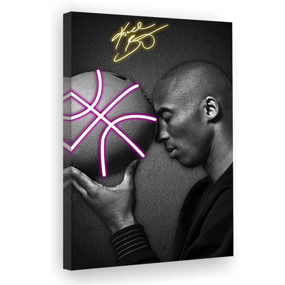 Basketball KB Neon Sign Effect Art V1, Canvas Print, Luxury Wall Art Decor, Modern Art