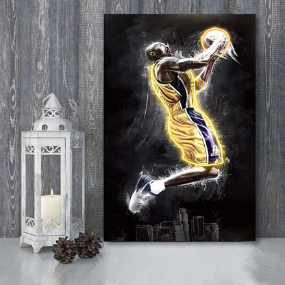 Basketball KB Neon Sign Effect Art, Canvas Print, Luxury Wall Art Decor, Modern Art