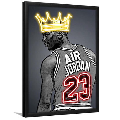 Basketball MJ Air Jordan #23 Neon Sign Effect Art, Framed Art Print, Picture Framed Wall Art Decor