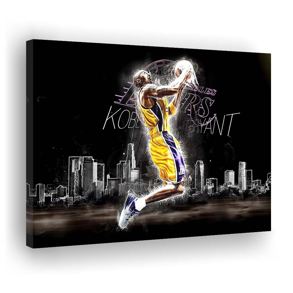 Basketball  #24 Lakers Art Print, Canvas Print Wall Art, Wall Decor, Neon Effect Art