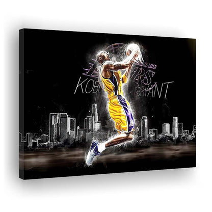 Basketball  #24 Lakers Art Print, Canvas Print Wall Art, Wall Decor, Neon Effect Art