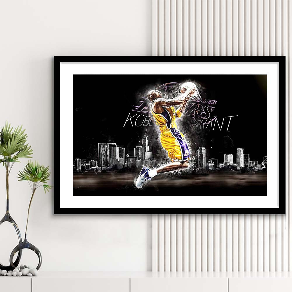 Basketball  #24 Lakers Art Print, Framed Art Print Wall Decor, White Border, Framed Picture