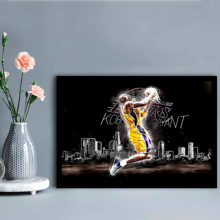 Basketball  #24 Lakers Art Print, Framed Art Print Wall Decor, Neon Art Print, Picture Framed