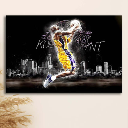 Basketball  #24 Lakers Art Print, Canvas Print Wall Art, Wall Decor, Neon Effect Art