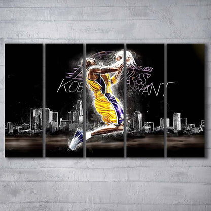 Basketball  #24 Lakers Art Print, Extra Large 5 Panels Multi Canvas Print Wall Art, Home Decor