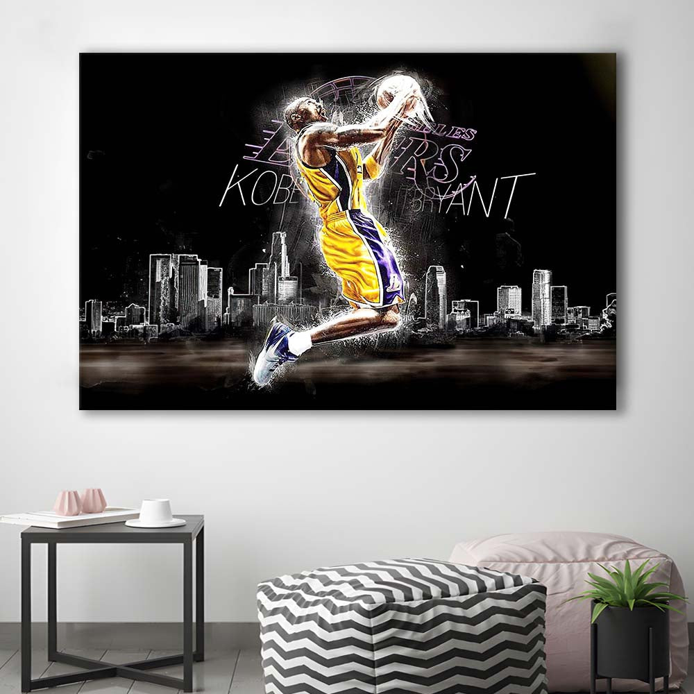 Basketball  #24 Lakers Art Print, Canvas Print Wall Art, Wall Decor, Neon Effect Art