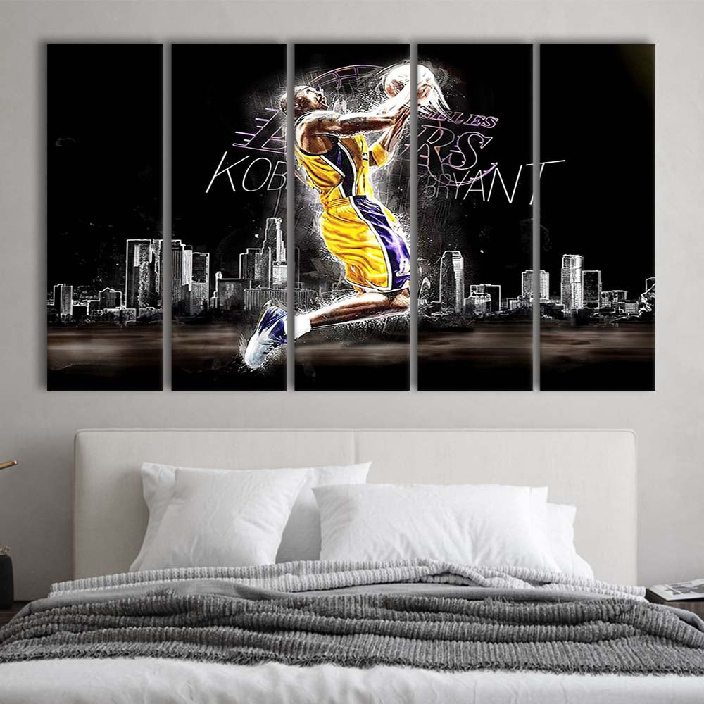 Basketball  #24 Lakers Art Print, Extra Large 5 Panels Multi Canvas Print Wall Art, Home Decor