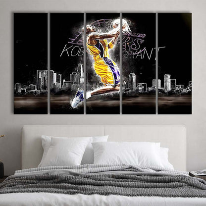 Basketball  #24 Lakers Art Print, Extra Large 5 Panels Multi Canvas Print Wall Art, Home Decor