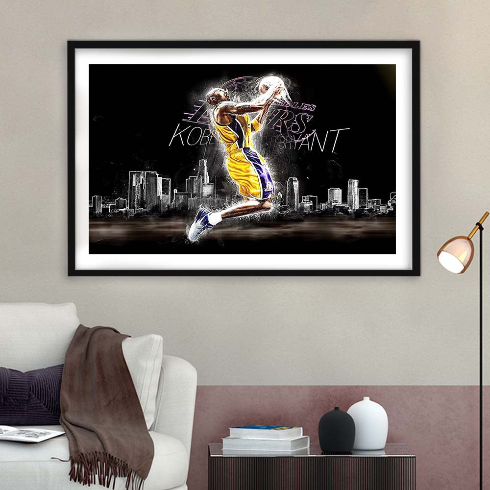 Basketball  #24 Lakers Art Print, Framed Art Print Wall Decor, White Border, Framed Picture