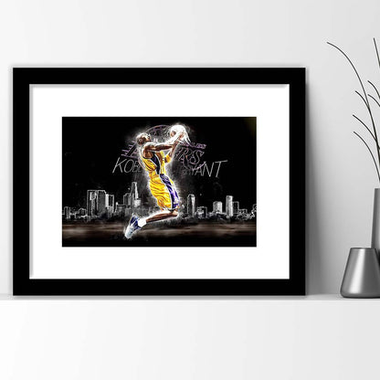 Basketball  #24 Lakers Art Print, Framed Art Print Wall Decor, White Border, Framed Picture