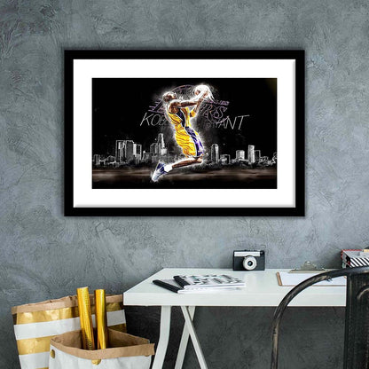 Basketball  #24 Lakers Art Print, Framed Art Print Wall Decor, White Border, Framed Picture
