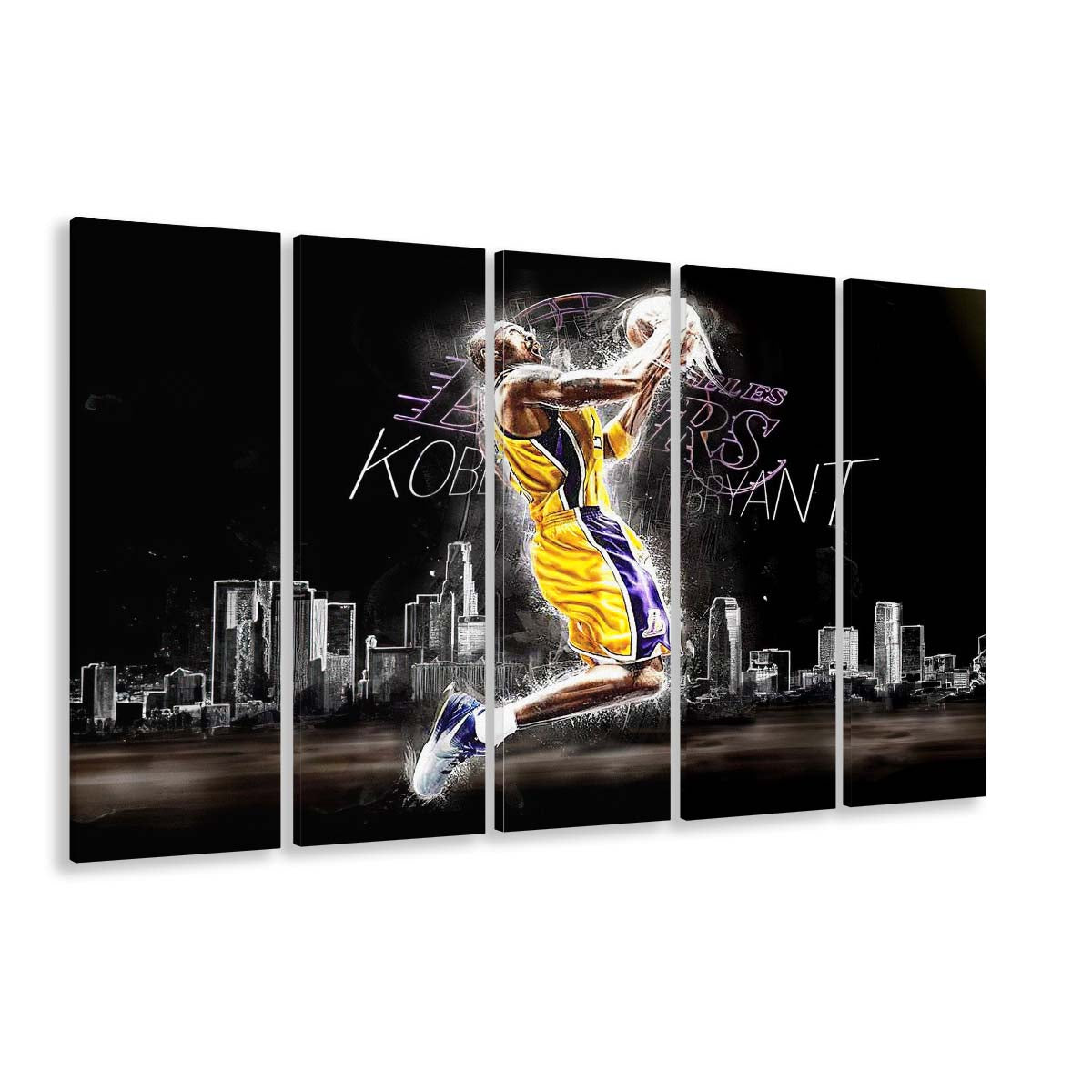 Basketball  #24 Lakers Art Print, Extra Large 5 Panels Multi Canvas Print Wall Art, Home Decor