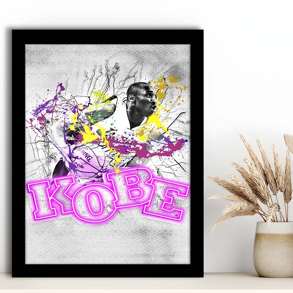 Basketball #24 Lakers K-O-B-E, Framed Art Print, Picture Framed Wall Art Decor