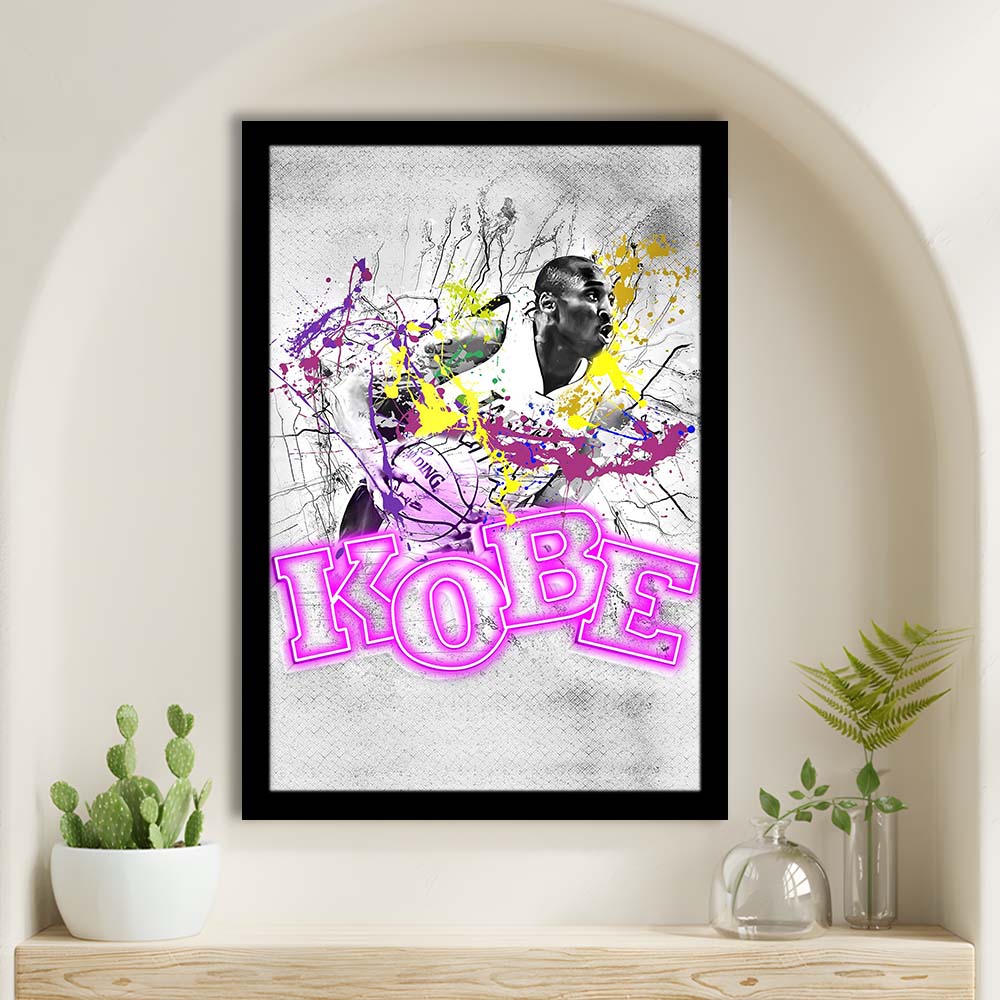Basketball #24 Lakers K-O-B-E, Framed Art Print, Picture Framed Wall Art Decor