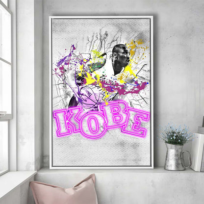 Basketball #24 Lakers K-O-B-E, Framed Canvas Print, Floating Frame, Luxury Wall Art Decor