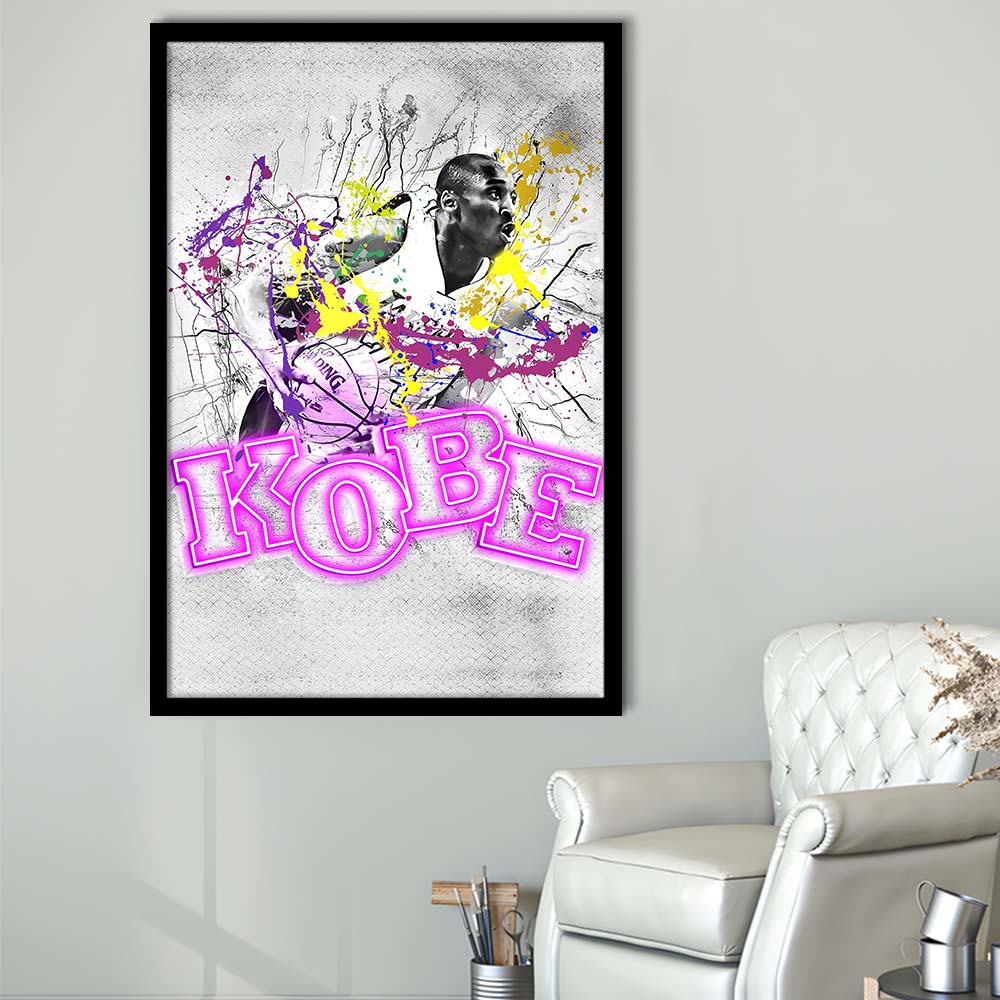 Basketball #24 Lakers K-O-B-E, Framed Art Print, Picture Framed Wall Art Decor