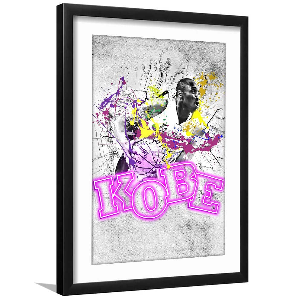 Basketball #24 Lakers K-O-B-E, Framed Art Print, Luxury Pictures Framed, White Border