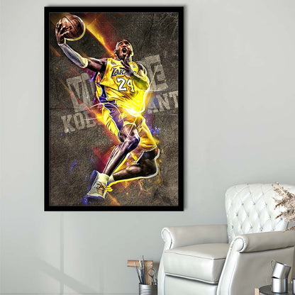 Basketball #24 Lakers Neon Light Art, Framed Art Print, Picture Framed Wall Art Decor