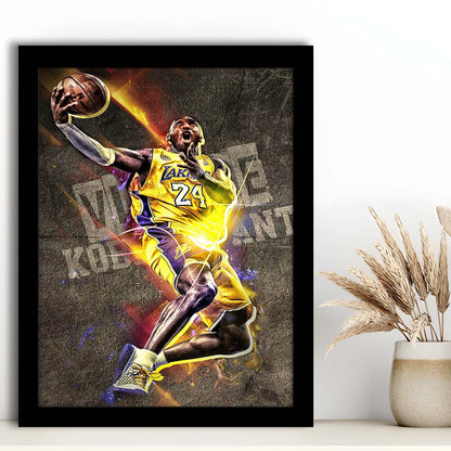 Basketball #24 Lakers Neon Light Art, Framed Art Print, Picture Framed Wall Art Decor