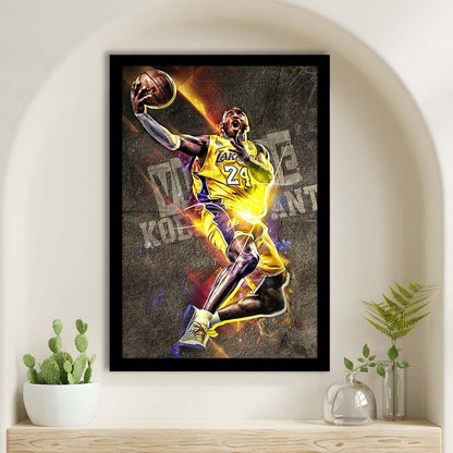 Basketball #24 Lakers Neon Light Art, Framed Art Print, Picture Framed Wall Art Decor