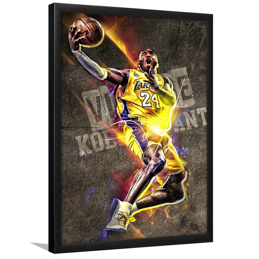 Basketball #24 Lakers Neon Light Art, Framed Art Print, Picture Framed Wall Art Decor
