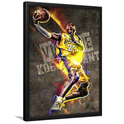 Basketball #24 Lakers Neon Light Art, Framed Art Print, Picture Framed Wall Art Decor