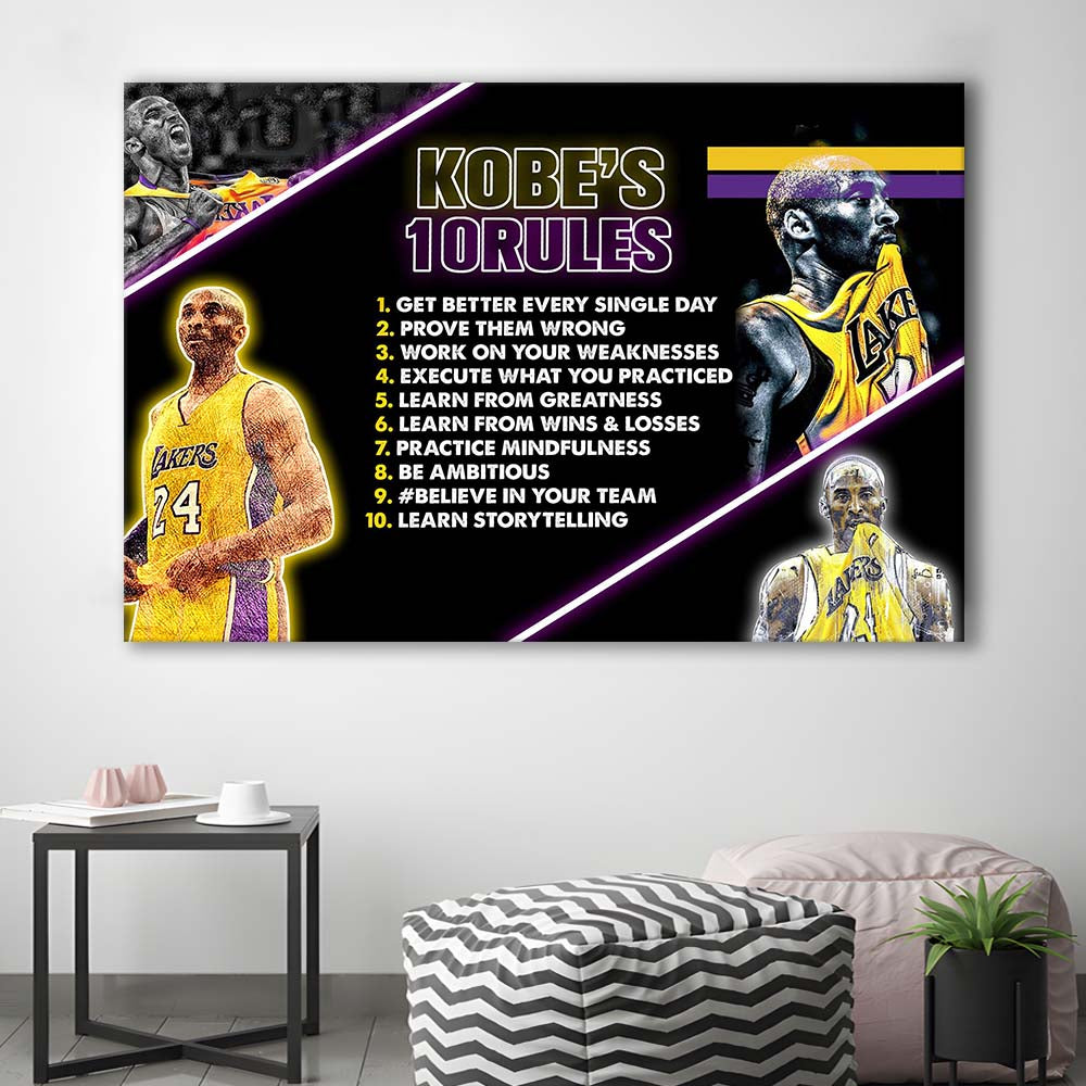 Basketball  #24 Rules Art Print, Canvas Print Wall Art, Wall Decor, Neon Effect Art
