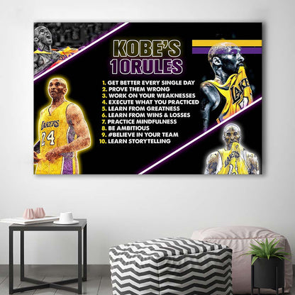 Basketball  #24 Rules Art Print, Canvas Print Wall Art, Wall Decor, Neon Effect Art