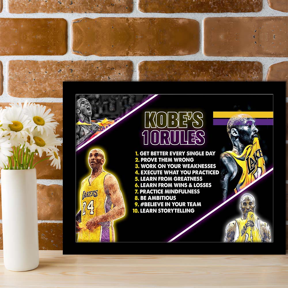 Basketball  #24 Rules Art Print, Framed Art Print Wall Decor, Neon Art Print, Picture Framed