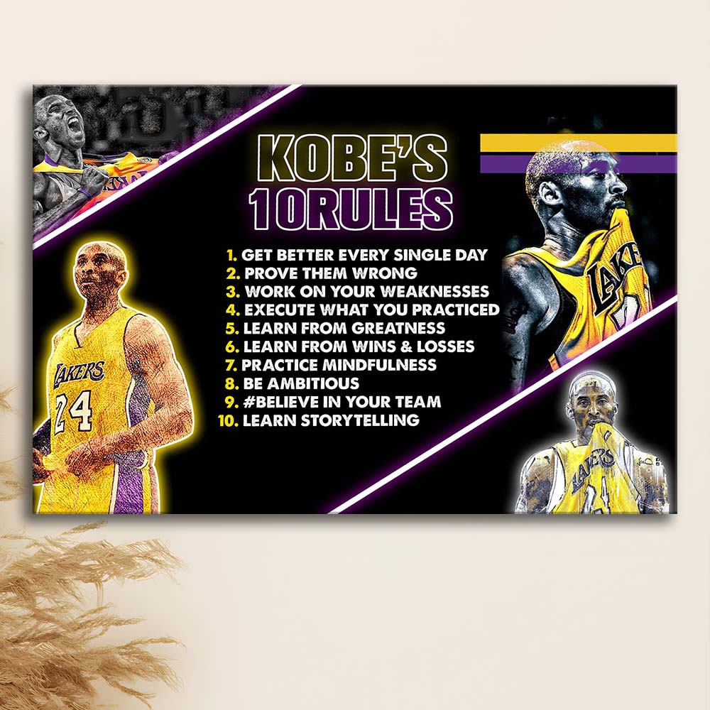 Basketball  #24 Rules Art Print, Canvas Print Wall Art, Wall Decor, Neon Effect Art