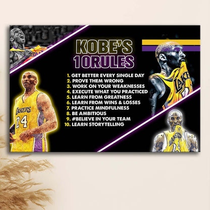 Basketball  #24 Rules Art Print, Canvas Print Wall Art, Wall Decor, Neon Effect Art
