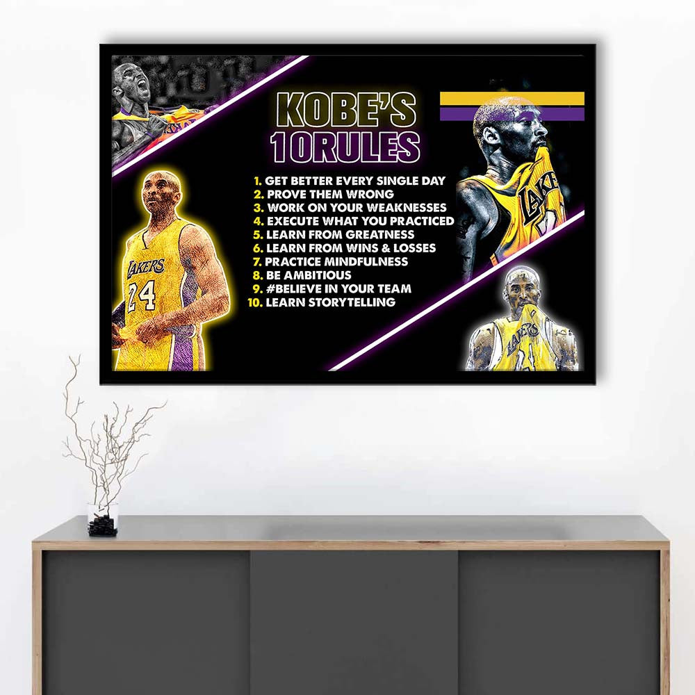 Basketball  #24 Rules Art Print, Framed Art Print Wall Decor, Neon Art Print, Picture Framed