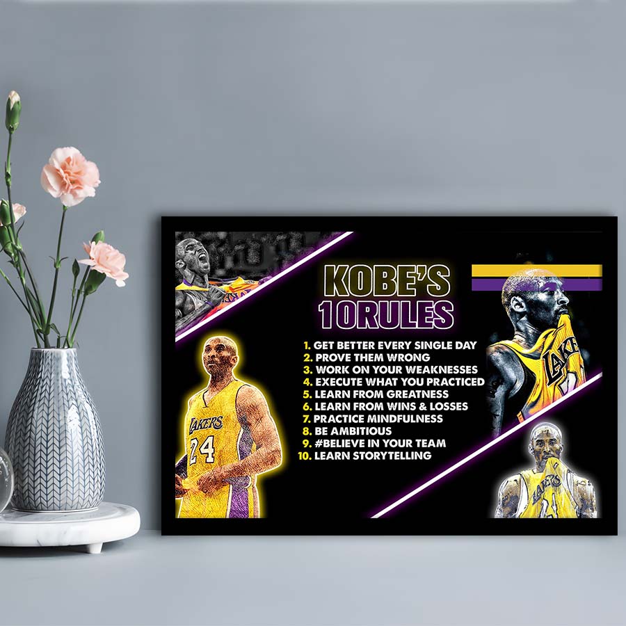 Basketball  #24 Rules Art Print, Framed Art Print Wall Decor, Neon Art Print, Picture Framed