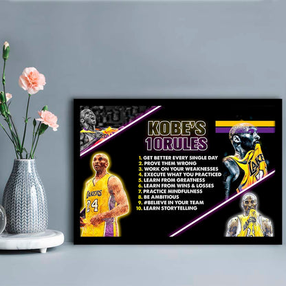 Basketball  #24 Rules Art Print, Framed Art Print Wall Decor, Neon Art Print, Picture Framed