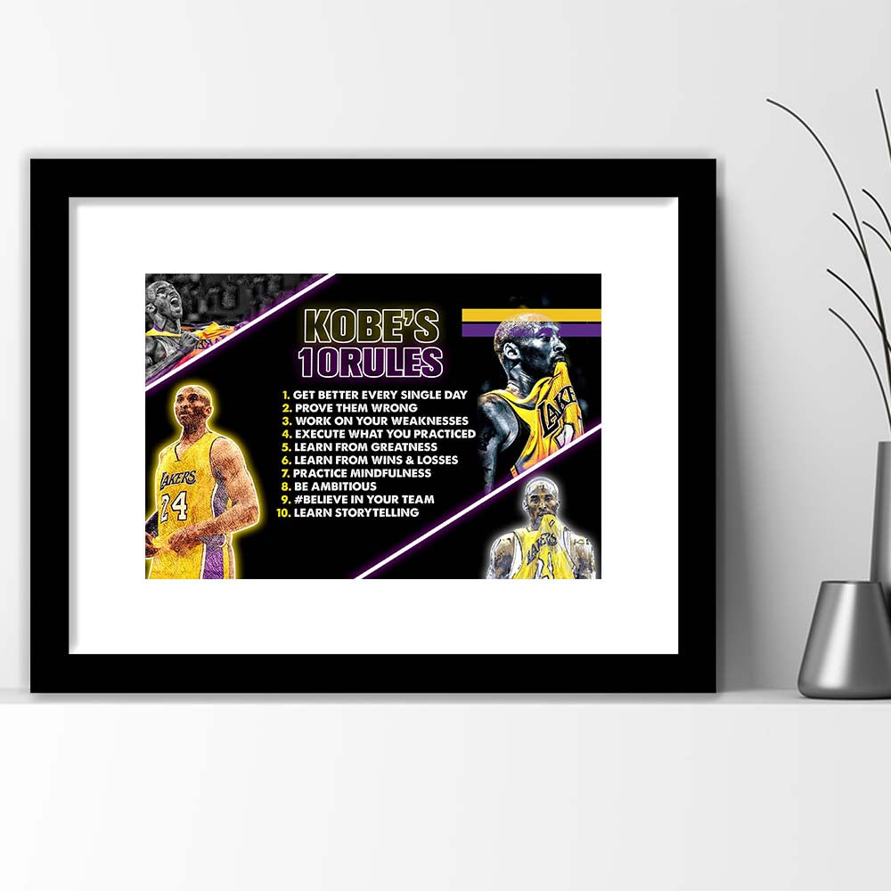 Basketball  #24 Rules Art Print, Framed Art Print Wall Decor, White Border, Framed Picture