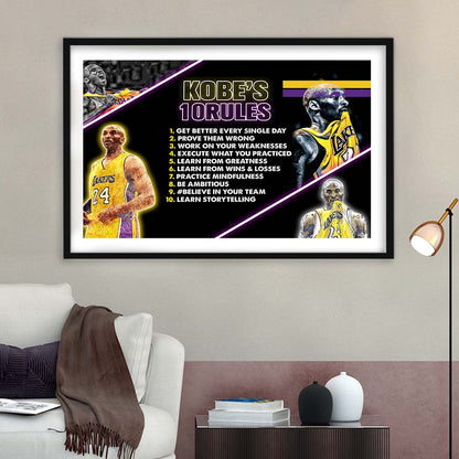 Basketball  #24 Rules Art Print, Framed Art Print Wall Decor, White Border, Framed Picture