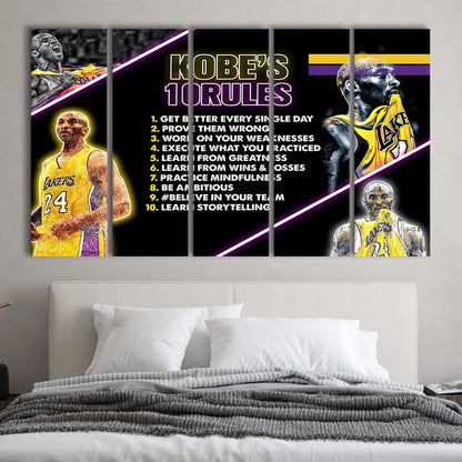 Basketball  #24 Rules Art Print, Extra Large 5 Panels Multi Canvas Print Wall Art, Home Decor