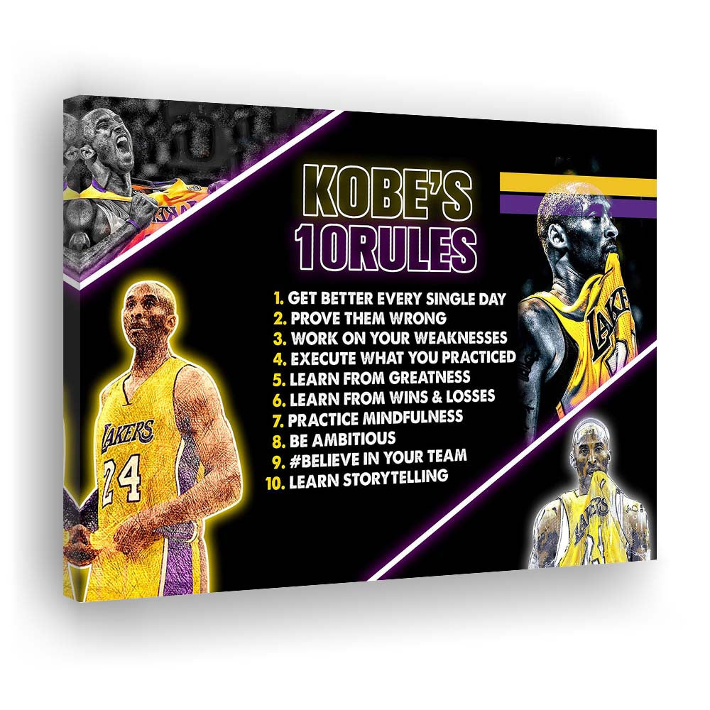 Basketball  #24 Rules Art Print, Canvas Print Wall Art, Wall Decor, Neon Effect Art