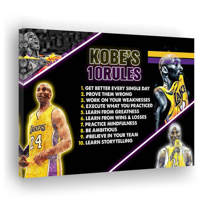 Basketball  #24 Rules Art Print, Canvas Print Wall Art, Wall Decor, Neon Effect Art