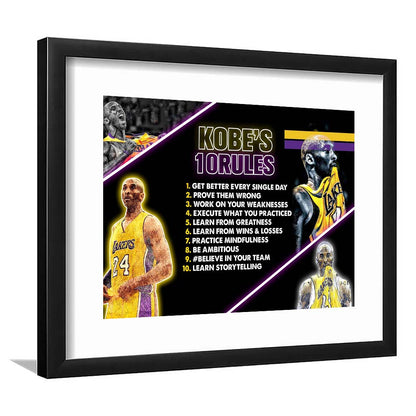 Basketball  #24 Rules Art Print, Framed Art Print Wall Decor, White Border, Framed Picture