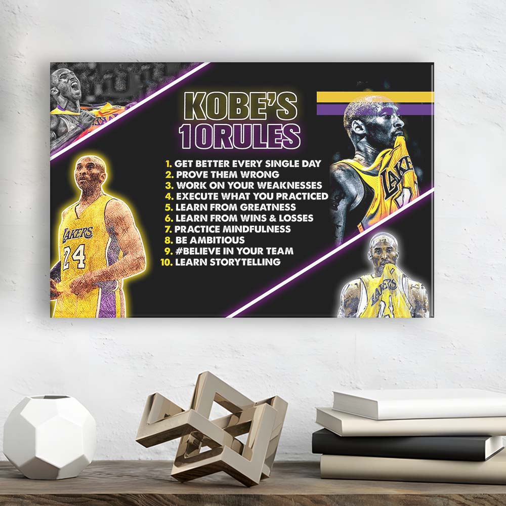 Basketball  #24 Rules Art Print, Canvas Print Wall Art, Wall Decor, Neon Effect Art