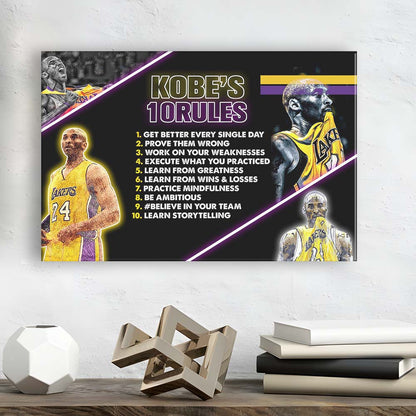 Basketball  #24 Rules Art Print, Canvas Print Wall Art, Wall Decor, Neon Effect Art