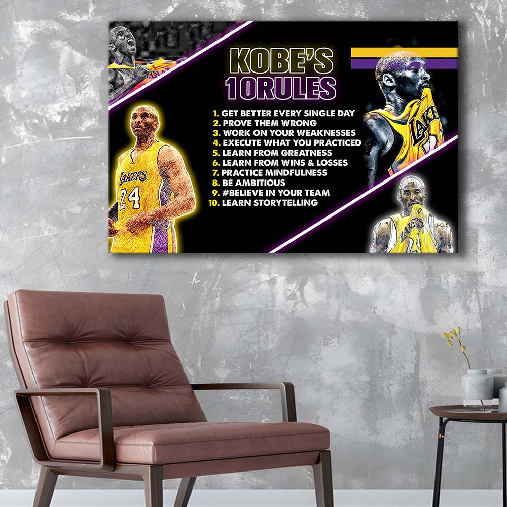Basketball  #24 Rules Art Print, Canvas Print Wall Art, Wall Decor, Neon Effect Art