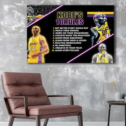 Basketball  #24 Rules Art Print, Canvas Print Wall Art, Wall Decor, Neon Effect Art