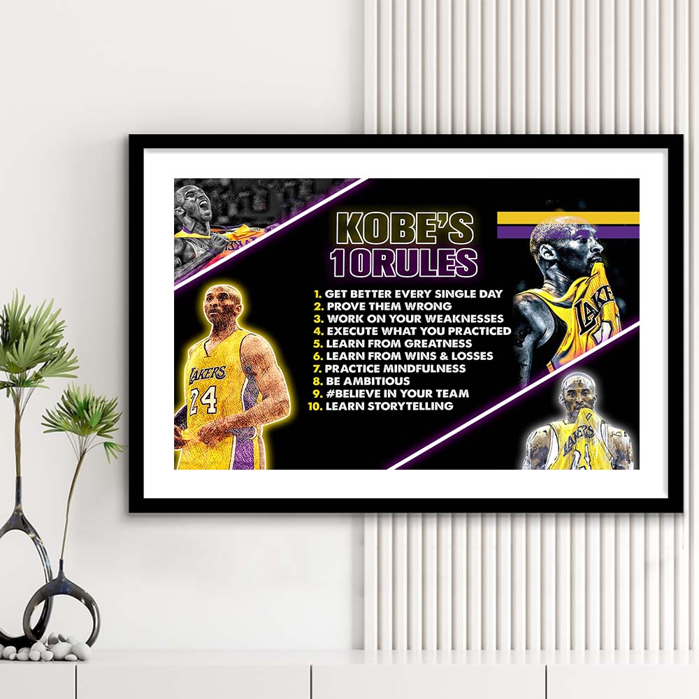 Basketball  #24 Rules Art Print, Framed Art Print Wall Decor, White Border, Framed Picture