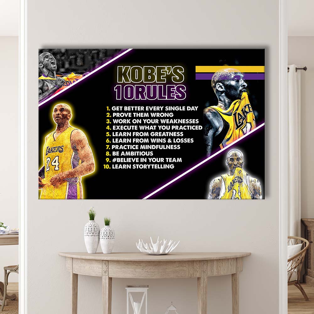 Basketball  #24 Rules Art Print, Canvas Print Wall Art, Wall Decor, Neon Effect Art