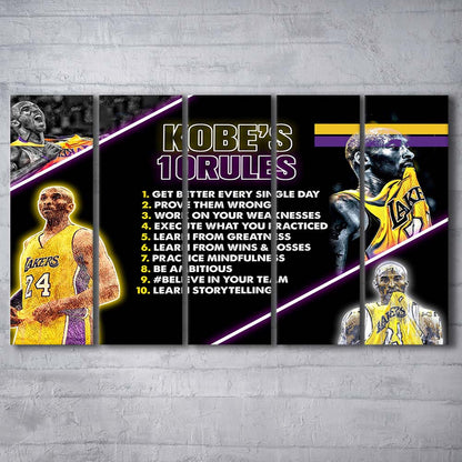 Basketball  #24 Rules Art Print, Extra Large 5 Panels Multi Canvas Print Wall Art, Home Decor