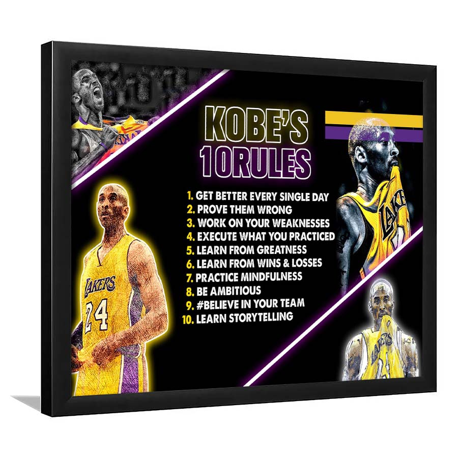 Basketball  #24 Rules Art Print, Framed Art Print Wall Decor, Neon Art Print, Picture Framed